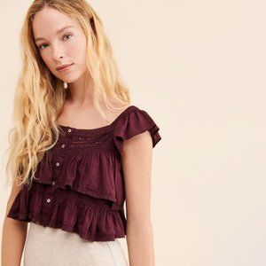 FREE PEOPLE Sunny Days‎ Ahead Top in Wine Sz XS